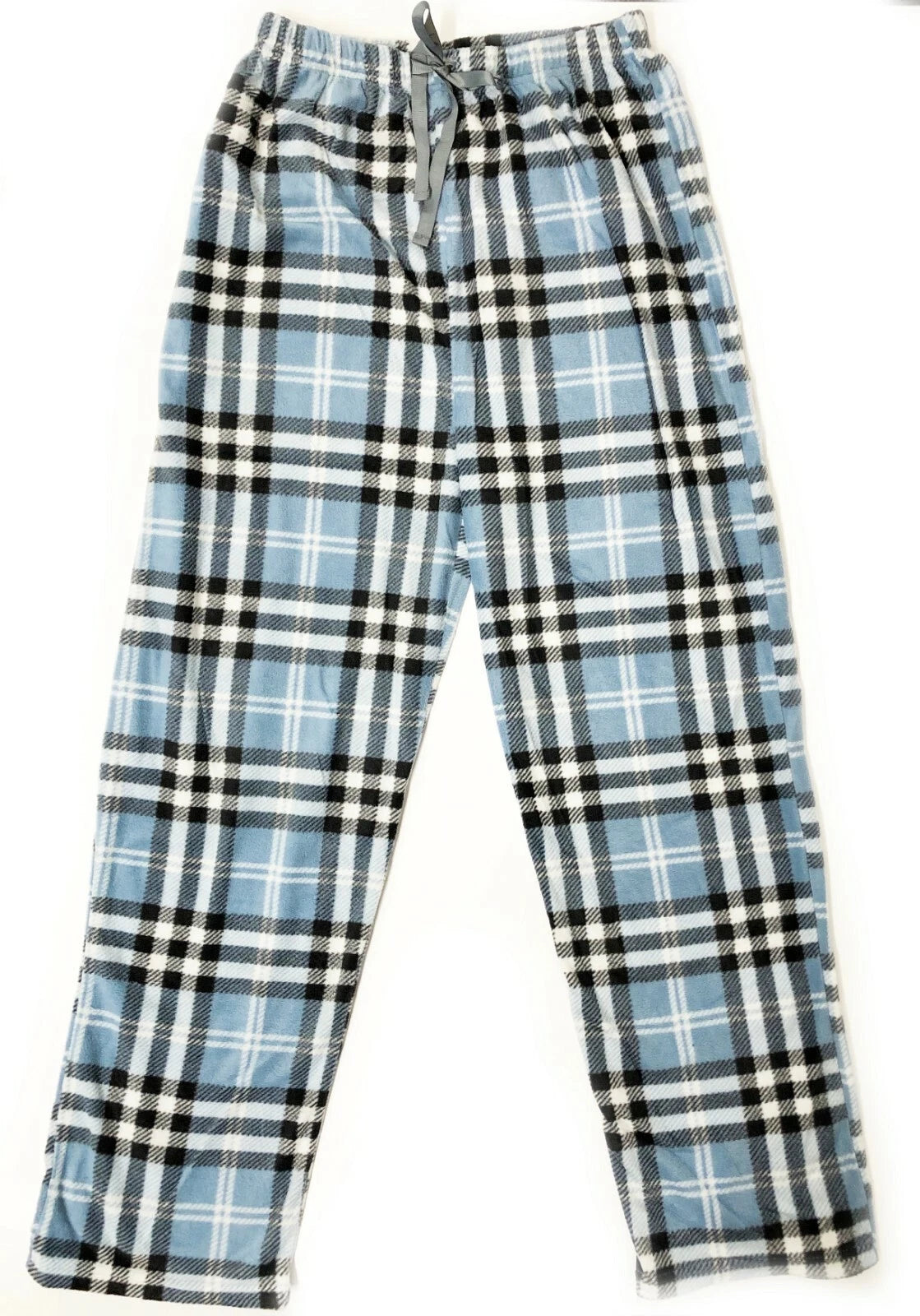 Men's Long Sleeve Pajama Lounge Set Comfortable PJ's Soft Fleece Plaid Sleepwear
