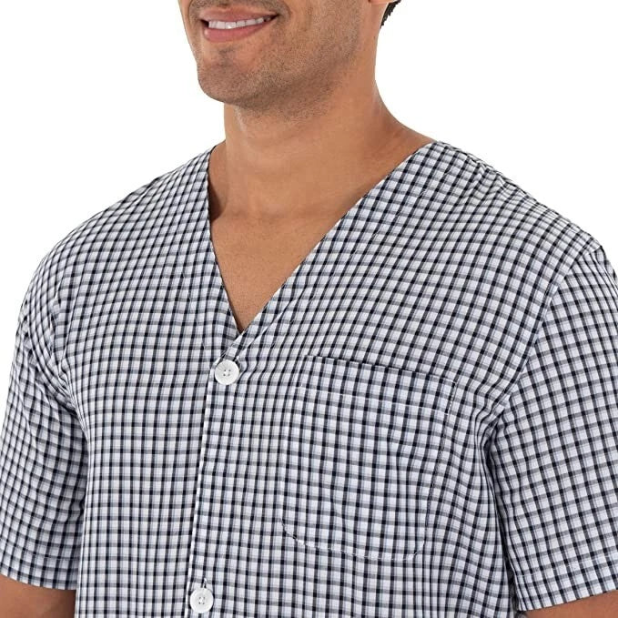 Fruit of the Loom Pajama Lounge Set Men Size 4XL Navy Plaid Check Drawstring NEW