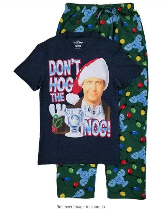 National Lampoon's Pajamas Christmas Vacation 2 Pc Set (Men's M) DON'T HOG NOG