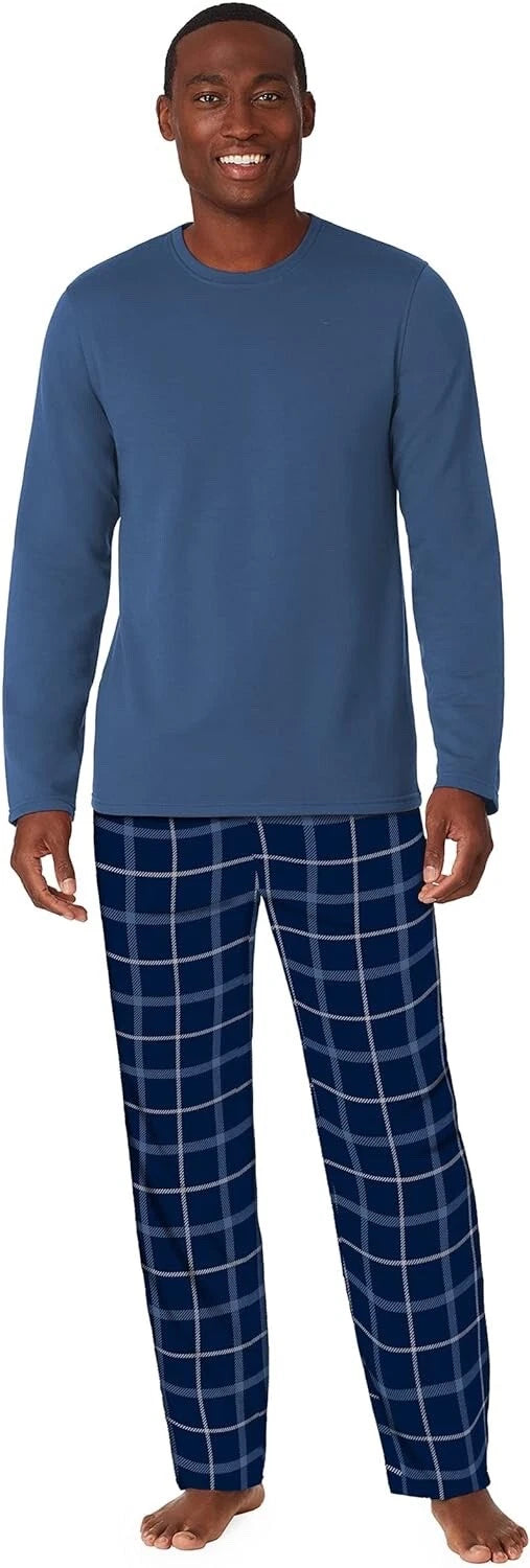 Cuddl Duds Men's Cozy Lodge 2Pc. French Terry Sweatshirt & Plaid Pajama Set,  XL