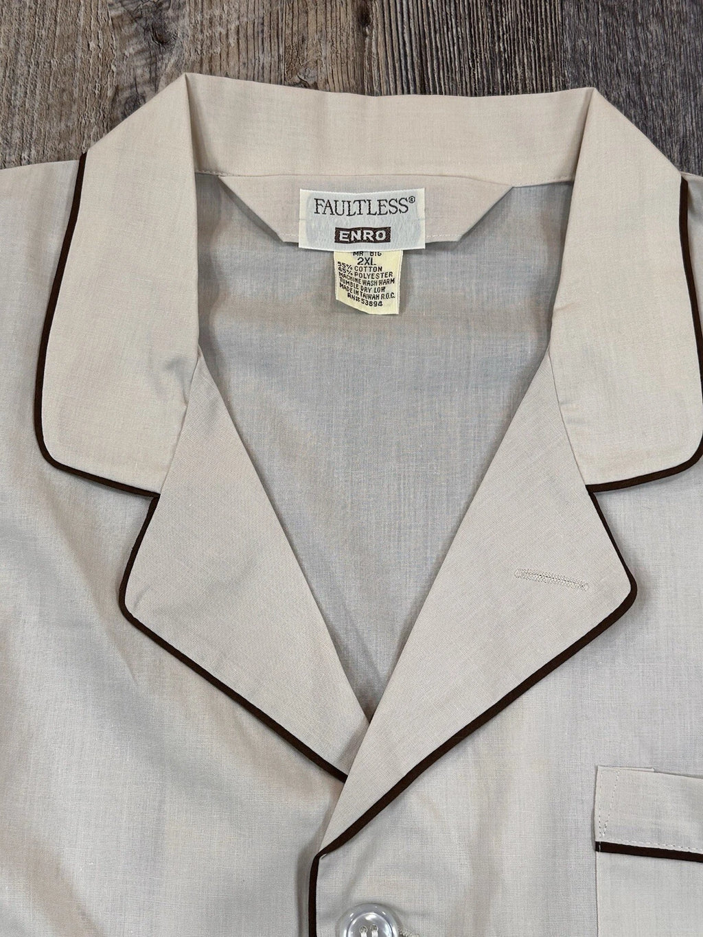 NWT Vintage Faultless ENRO Mr Big Men's 2XL Top Bottoms Pajama Set Biege