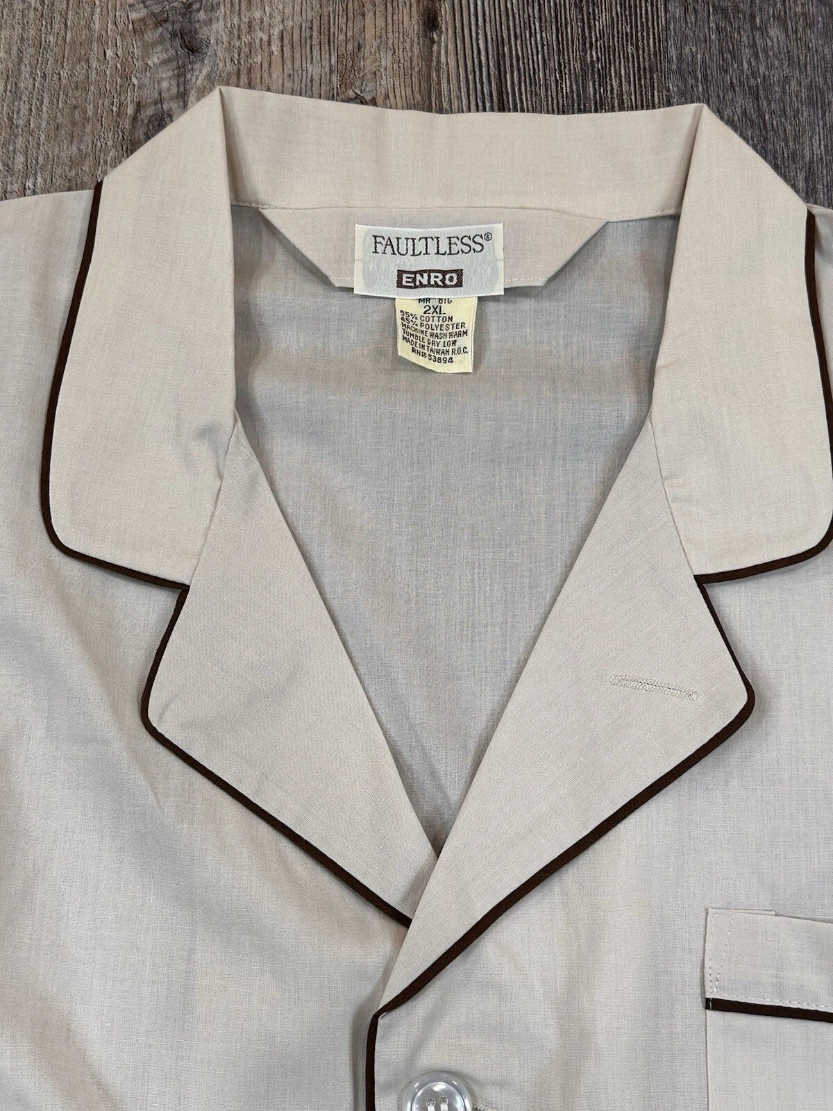 NWT Vintage Faultless ENRO Mr Big Men's 2XL Top Bottoms Pajama Set Biege