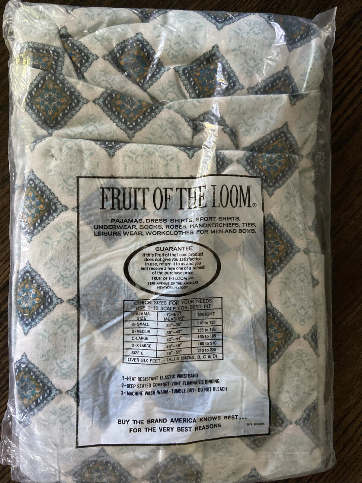 NEW Vintage Fruit of the Loom Mens Pajamas Permanent Press Packaged XL
