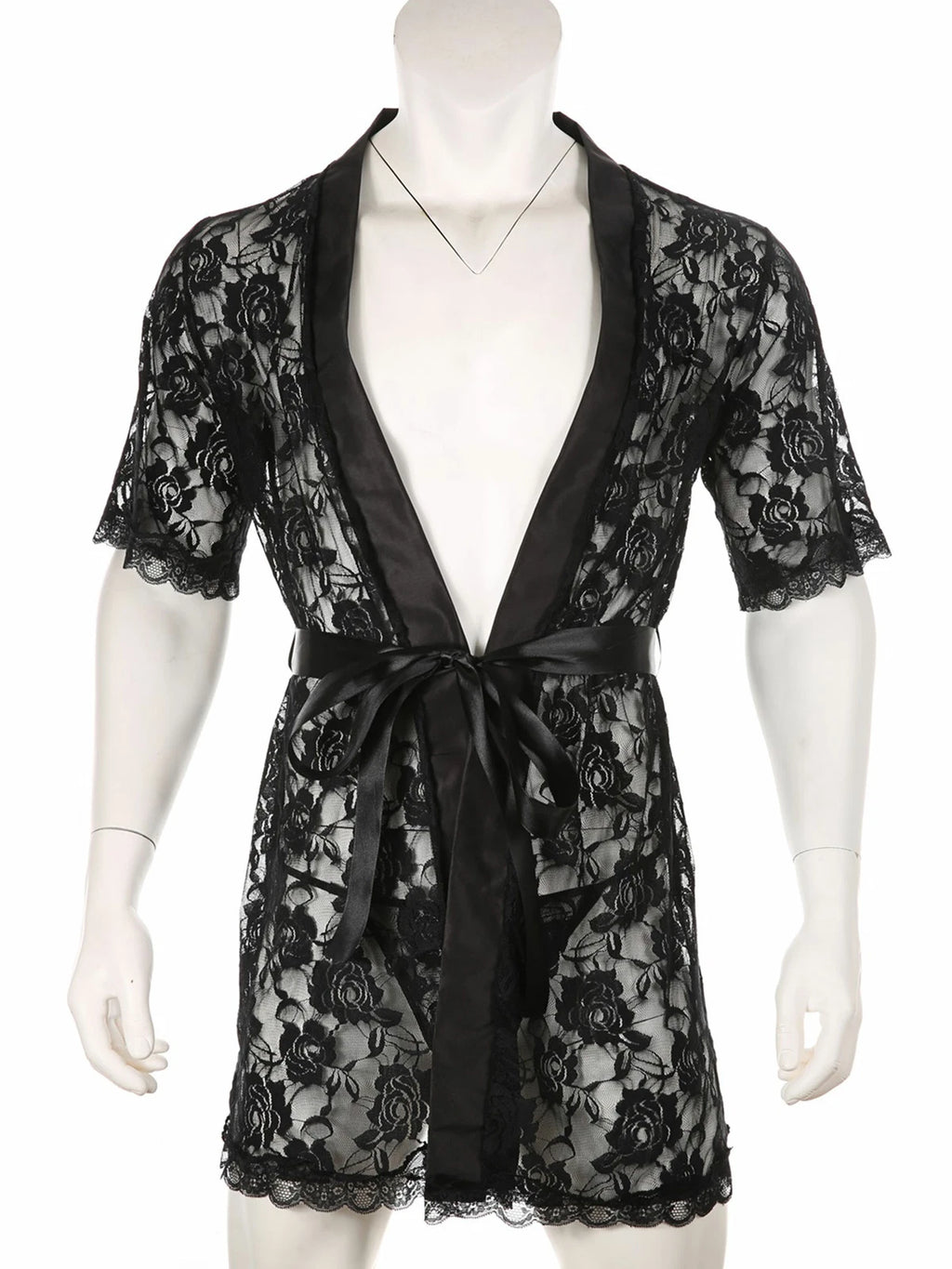 Men's Silk Satin Pajamas Hooded Bathrobe with Belted Set Bath Robe Sleepwear