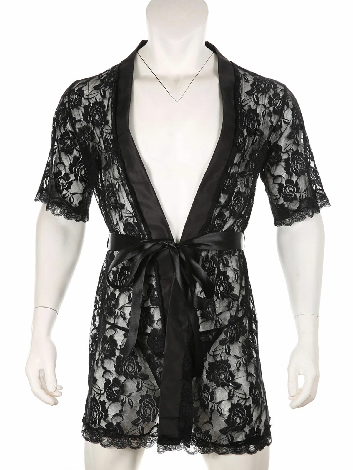 Men's Silk Satin Pajamas Hooded Bathrobe with Belted Set Bath Robe Sleepwear