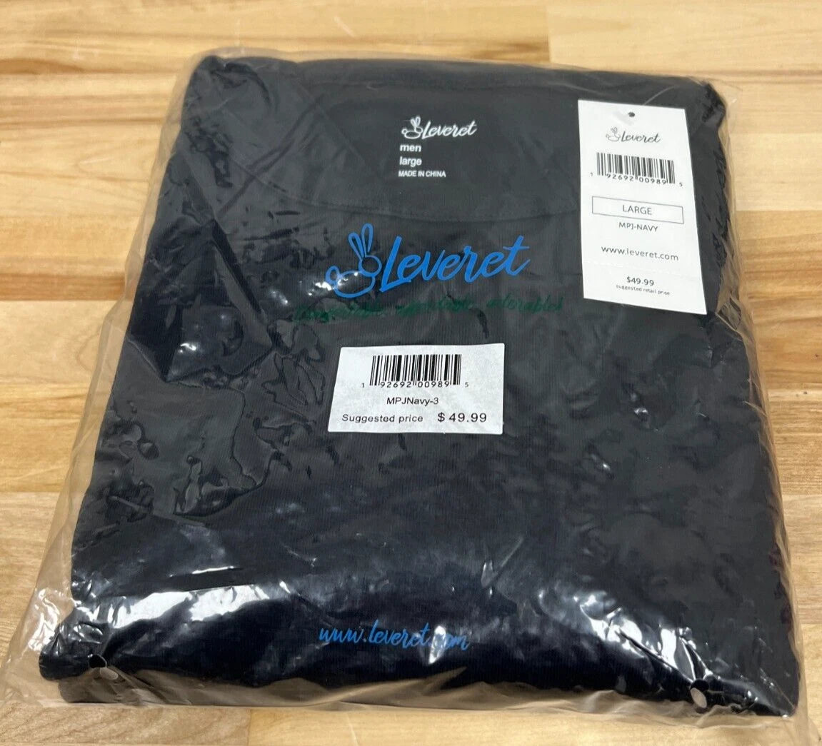 Leveret Men's Navy 2 Piece Pajama Set 100% Cotton Size Large - NWT