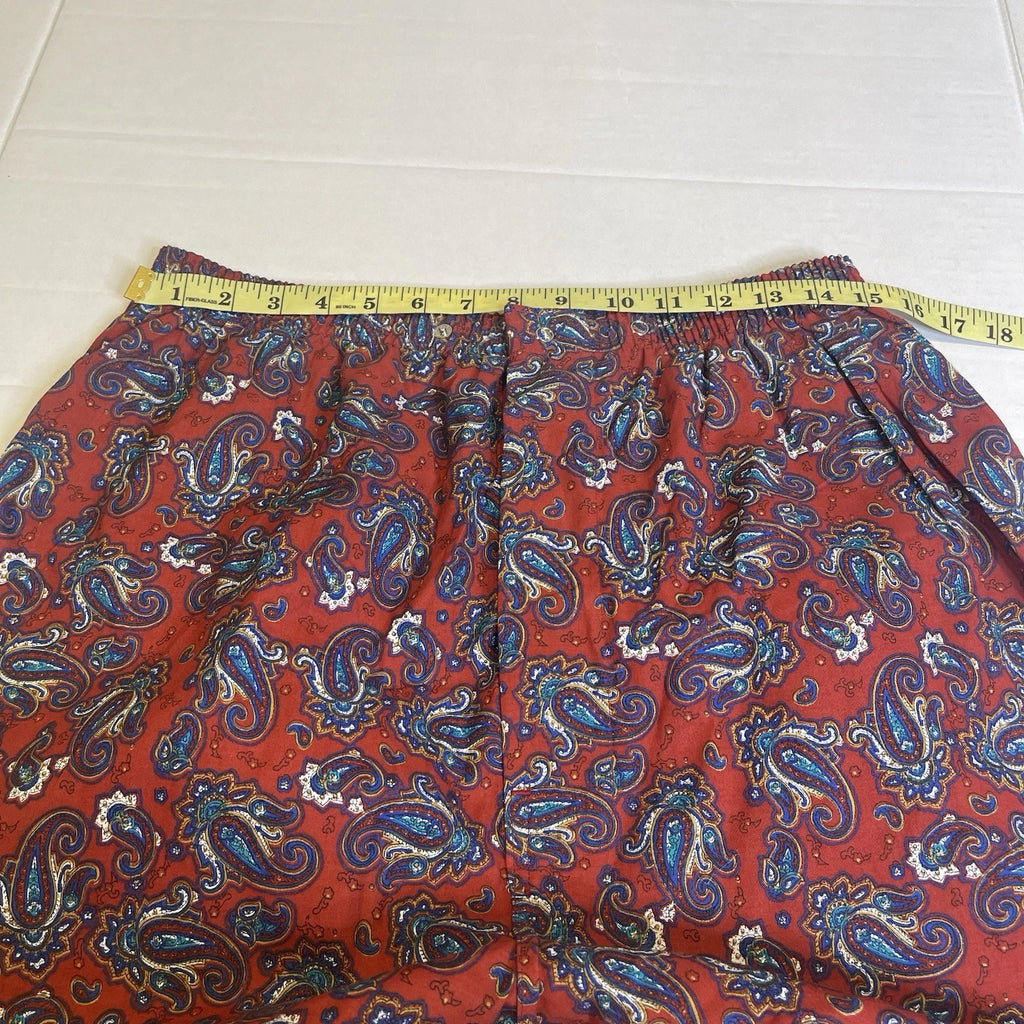 Bill Blass Men’s Pajama Set 2 Piece Paisley Print Blue Red Large 100% Cotton