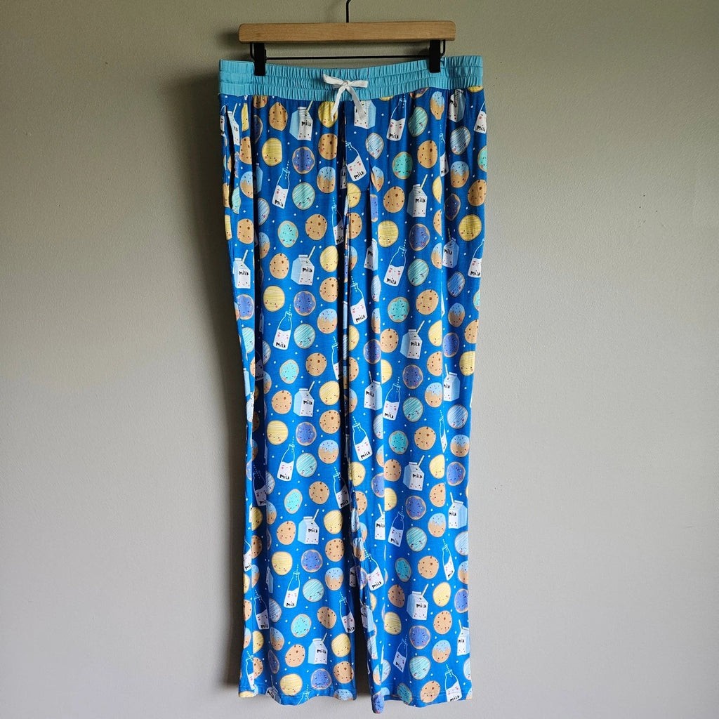 Little Sleepies Pajama Set Men's XXL Blue Cookie Milk Bamboo Comfort PJs Lounge