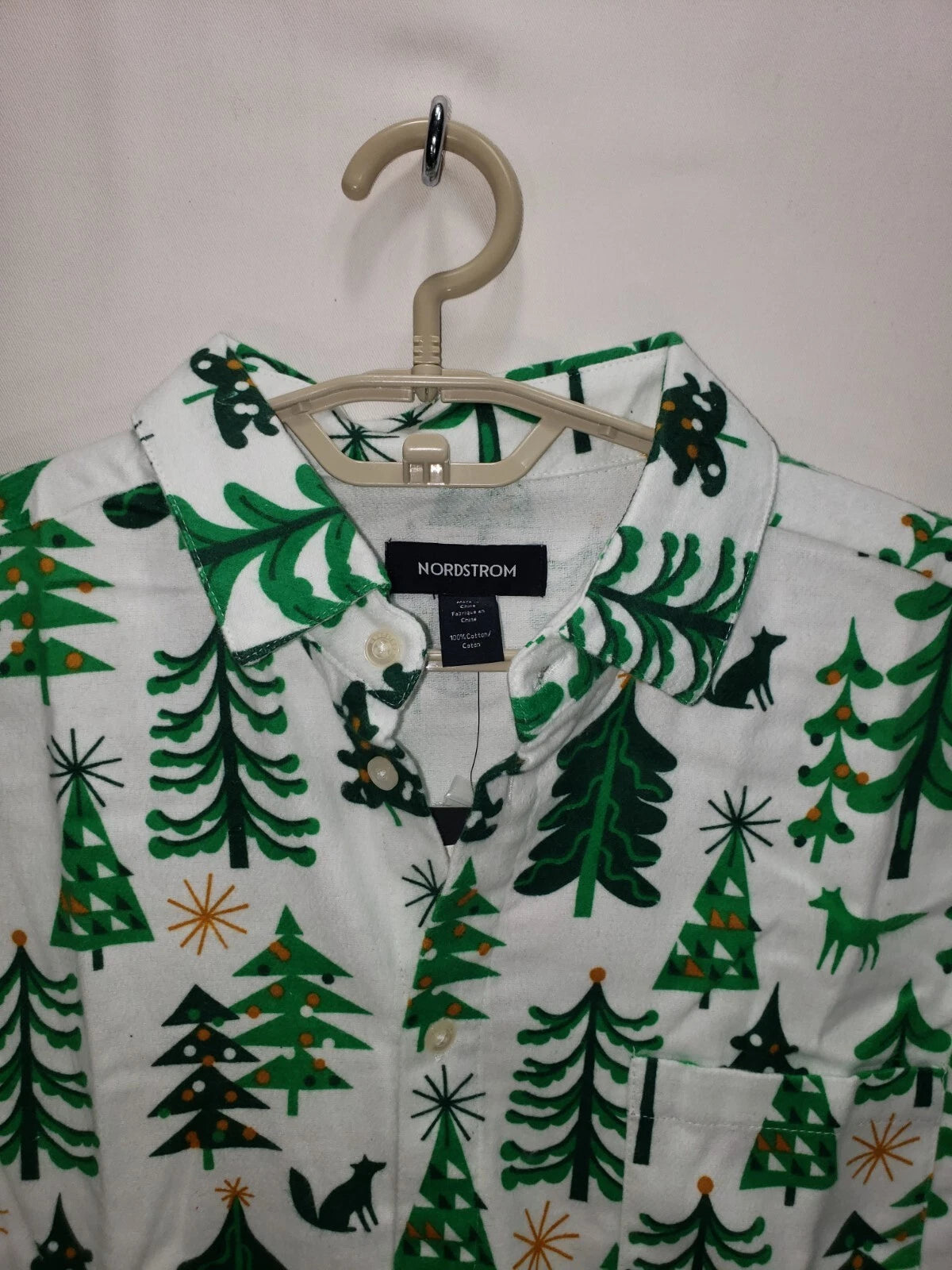 Nordstrom Pajama Set Mens MEDIUM Christmas Trees Flannel Long Sleeve $69 NEW