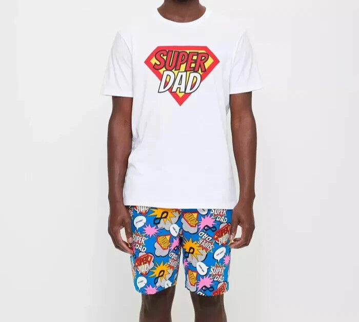 MENS size L SUPER DAD pyjamas pjs large  COTTON pockets MAXX NEW A2447