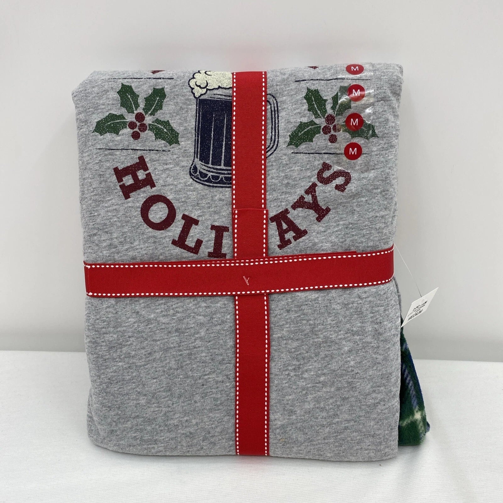 $60 Club Room Mens 2-Piece Pajama Set Hoppy Holidays Fleece Long Sleeve Size M