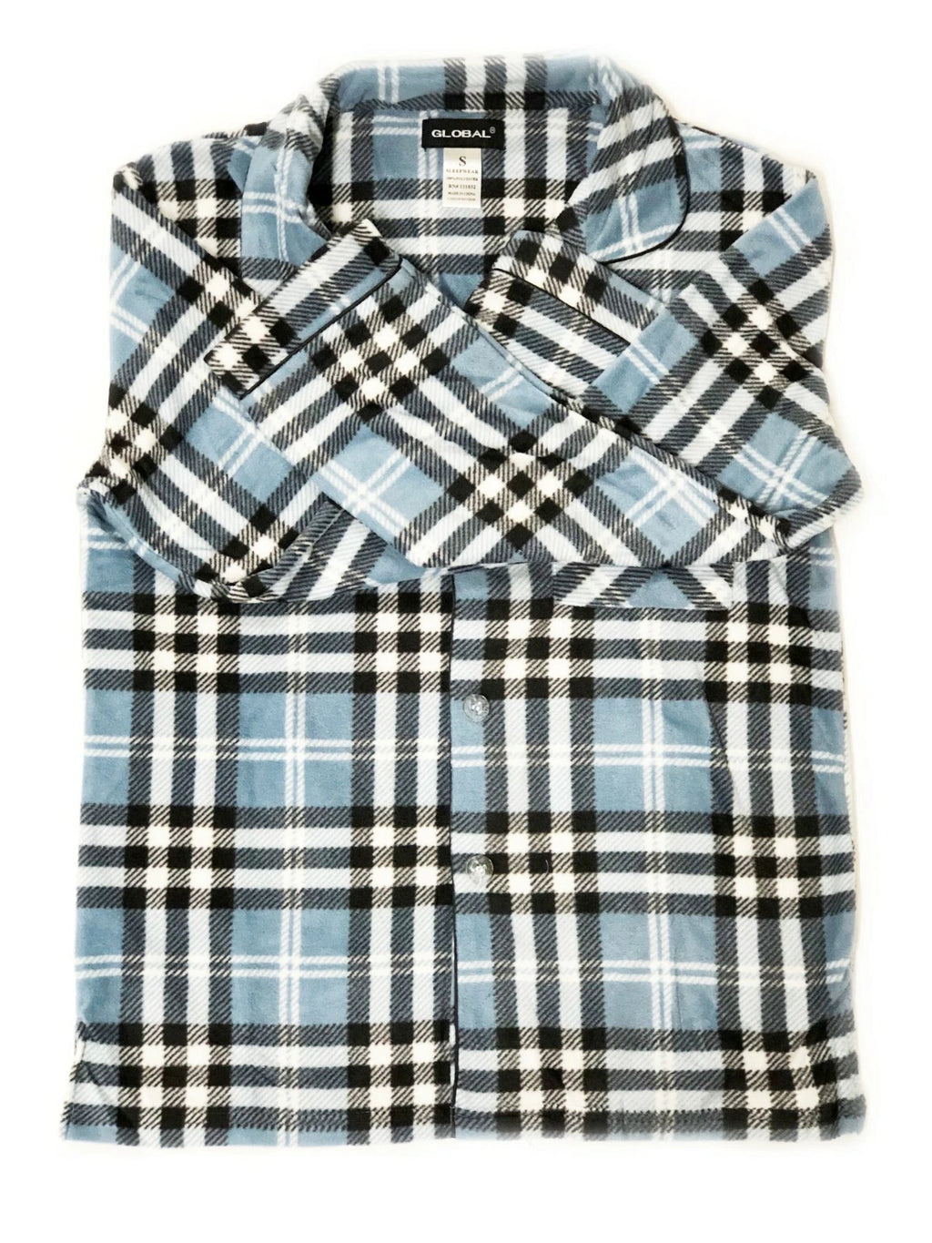 Men's Long Sleeve Pajama Lounge Set Comfortable PJ's Soft Fleece Plaid Sleepwear