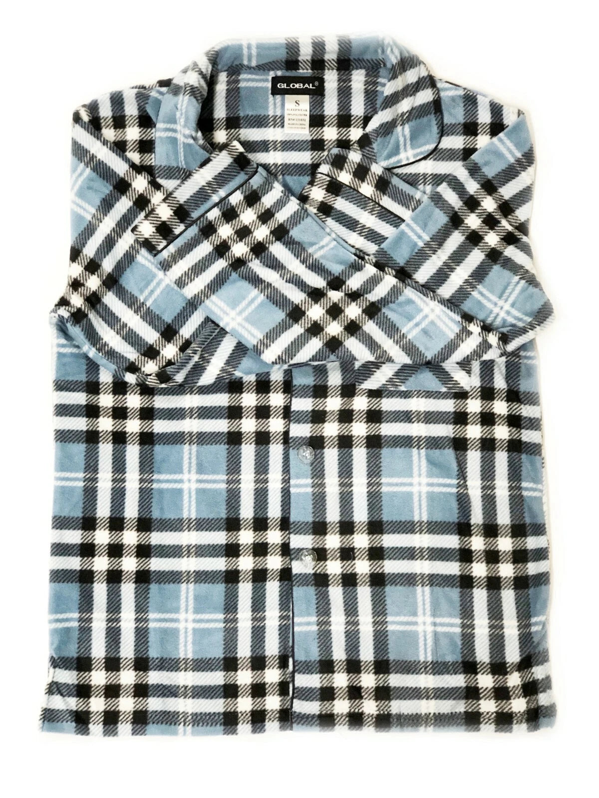 Men's Long Sleeve Pajama Lounge Set Comfortable PJ's Soft Fleece Plaid Sleepwear