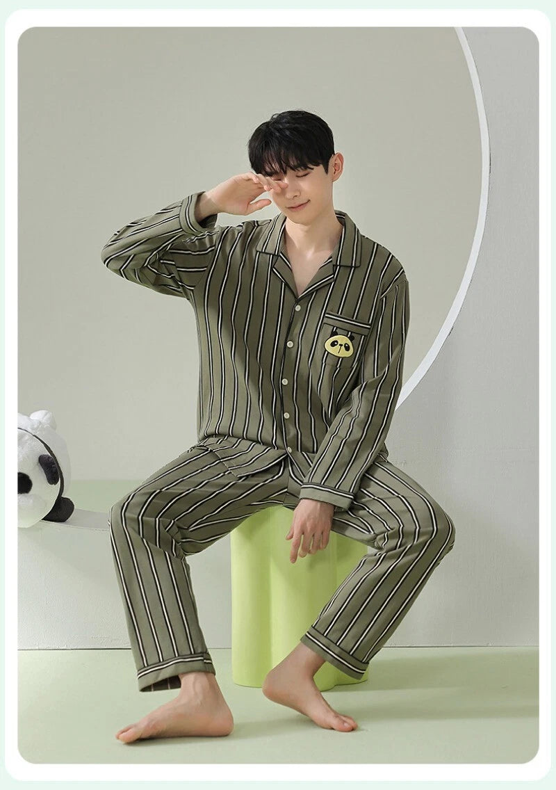 Fashion New Men's Striped Sleepwear Antibacterial Comfortable Fashion Pajama Set