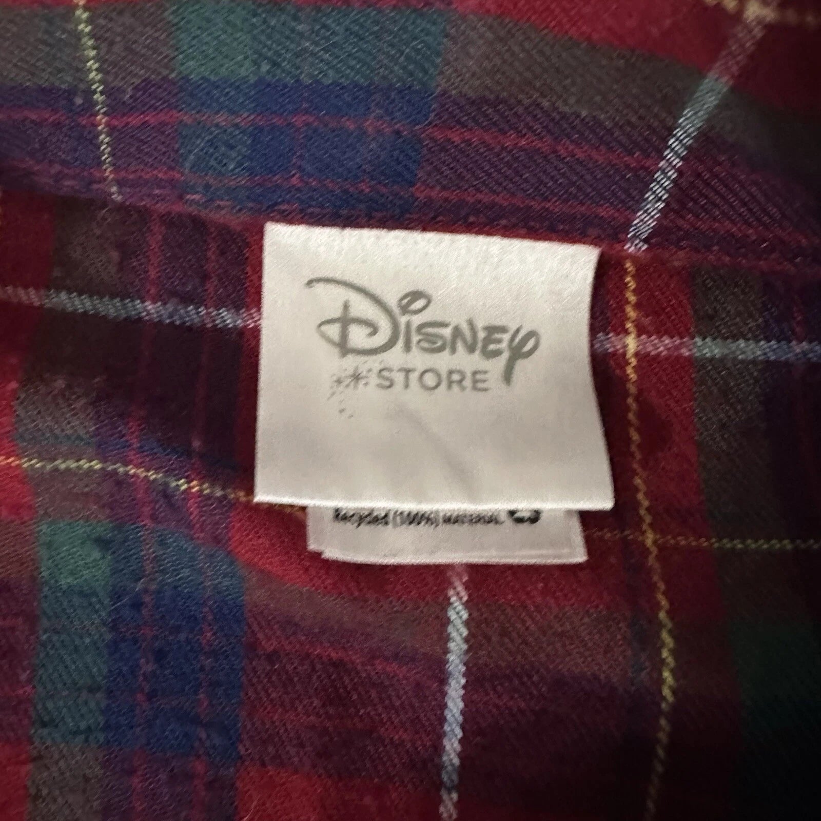 Disney Store Mickey Mouse Pajama Set Men’s Large Plaid Light Flannel Christmas