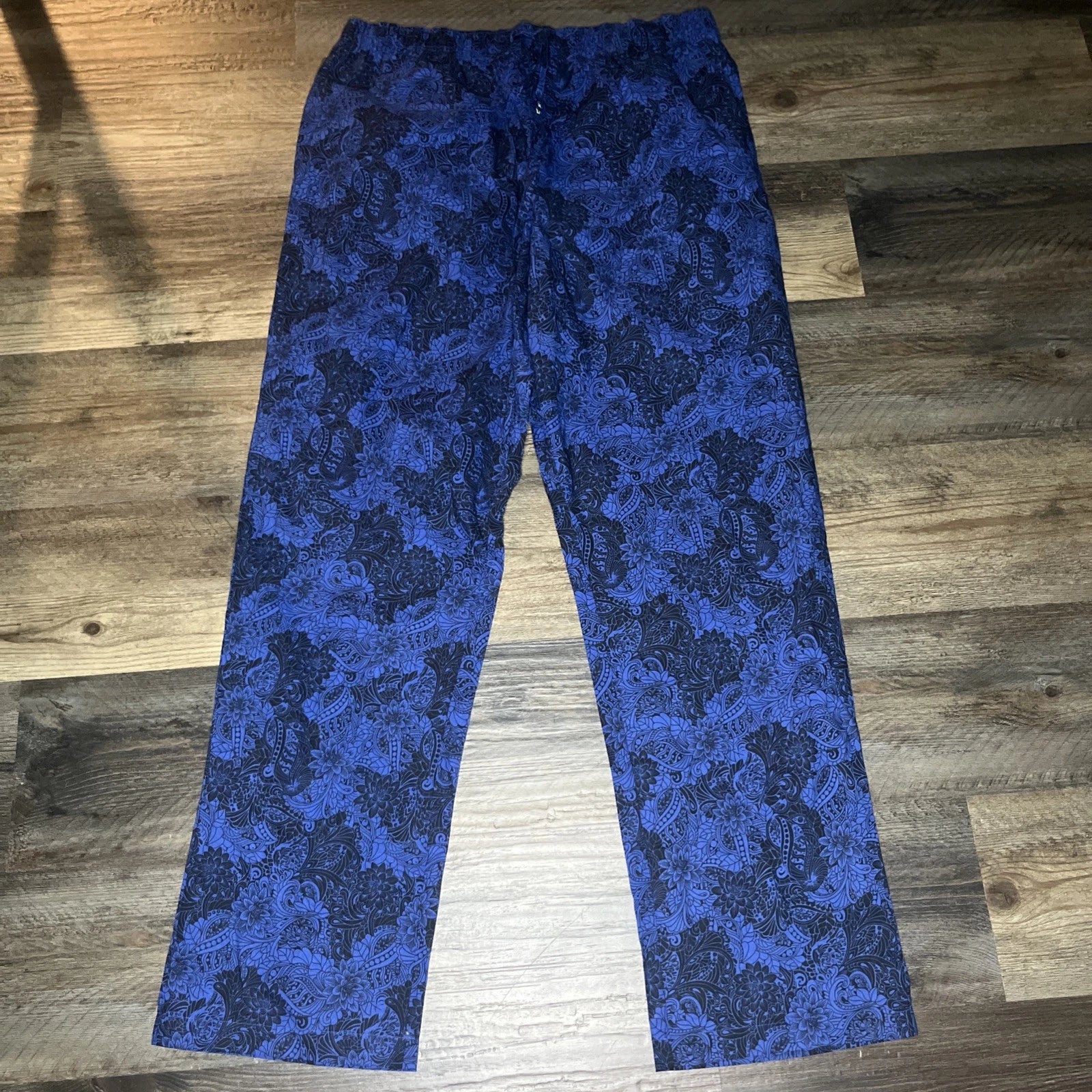 NWT Robert Graham Men's Loungewear Pajama 2Pc Blue Black Floral Paisley 2XL