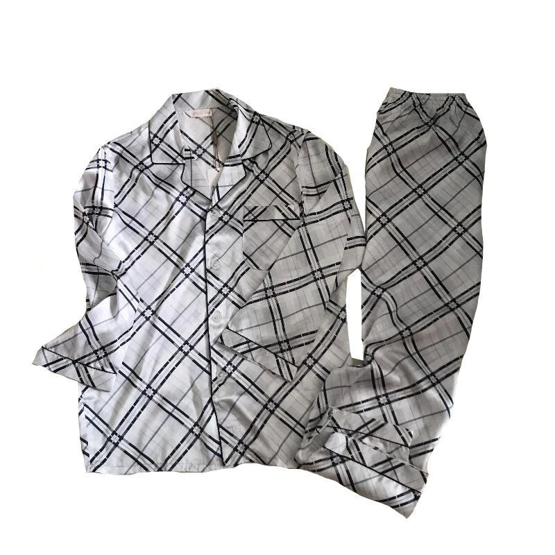 100% Silk Long Sleeve Sleepwear Set Mens size S