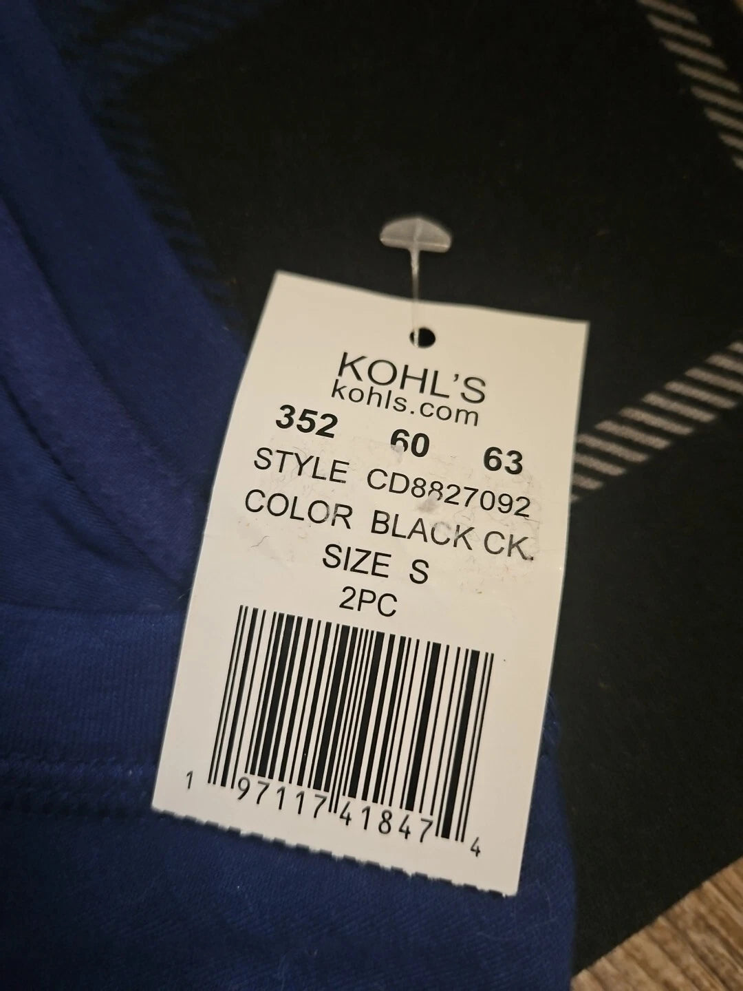 Cuddl Duds Classic Sleep Set Men's Size Small 2pc Swt NWT Relaxed Fit Black/Blue