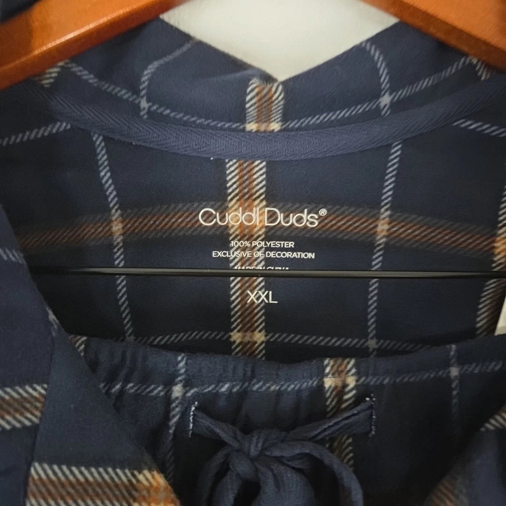 Cuddl Duds Men's Cozy Lodge Fleece Pajama Set Size 2XL Blue Plaid NWT