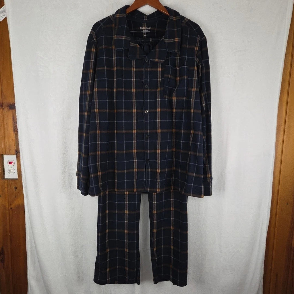 Cuddl Duds Men's Cozy Lodge Fleece Pajama Set Size 2XL Blue Plaid NWT