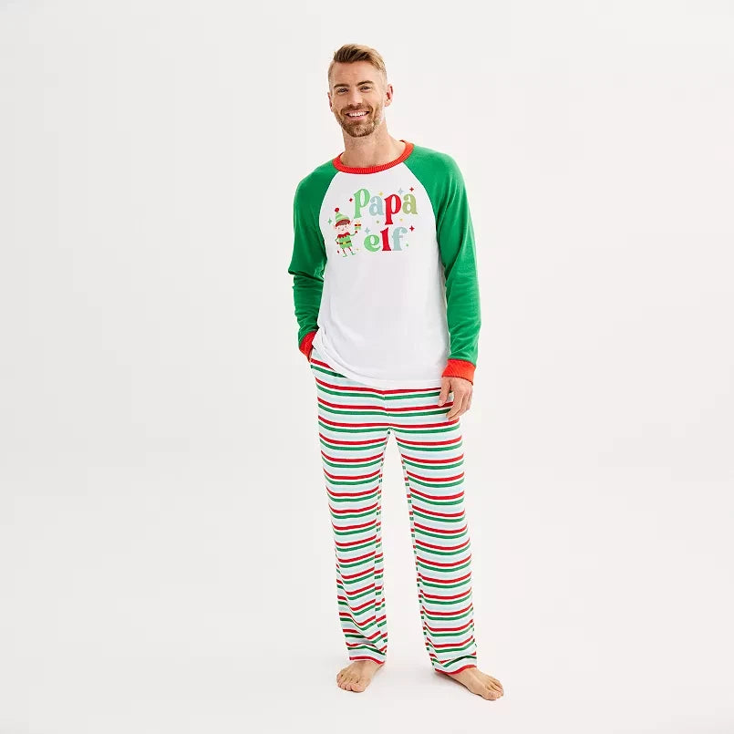 Men's Jammies For Your Families Papa Elf Top Bottom Pajama Set Cuddl Duds XL