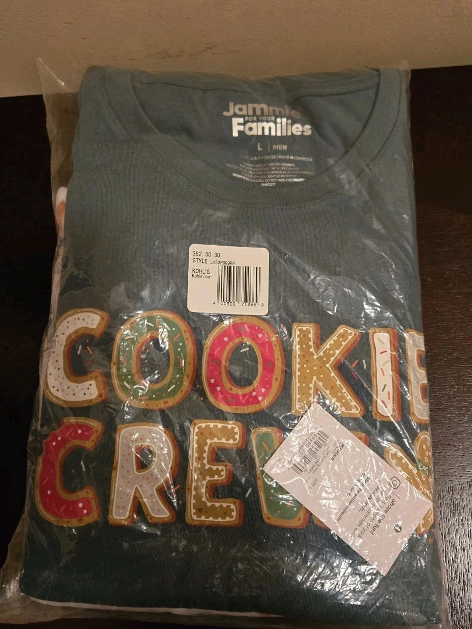 NWT Jammies for Families Christmas Pajamas "Cookie Crew" Mens Large