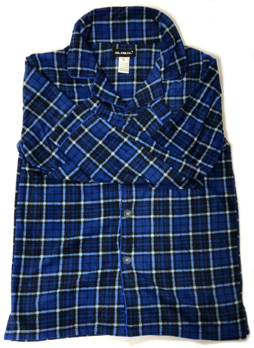 Men's Long Sleeve Pajama Lounge Set Comfortable PJ's Soft Fleece Plaid Sleepwear