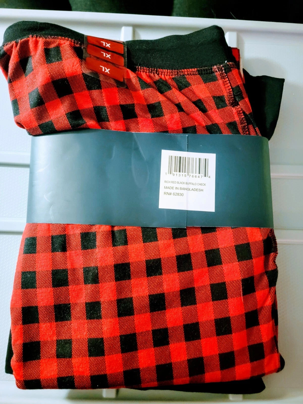 Mens Lands' End 2 Piece Lounge Set Red Buffalo Check Size XL Pajama Set