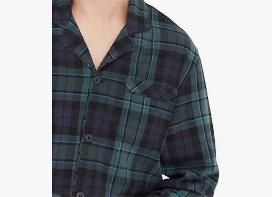 MAJESTIC INTERNATIONAL MEN'S COTTON FLANNEL PAJAMA SET(GREEN PLAID XL)NWT