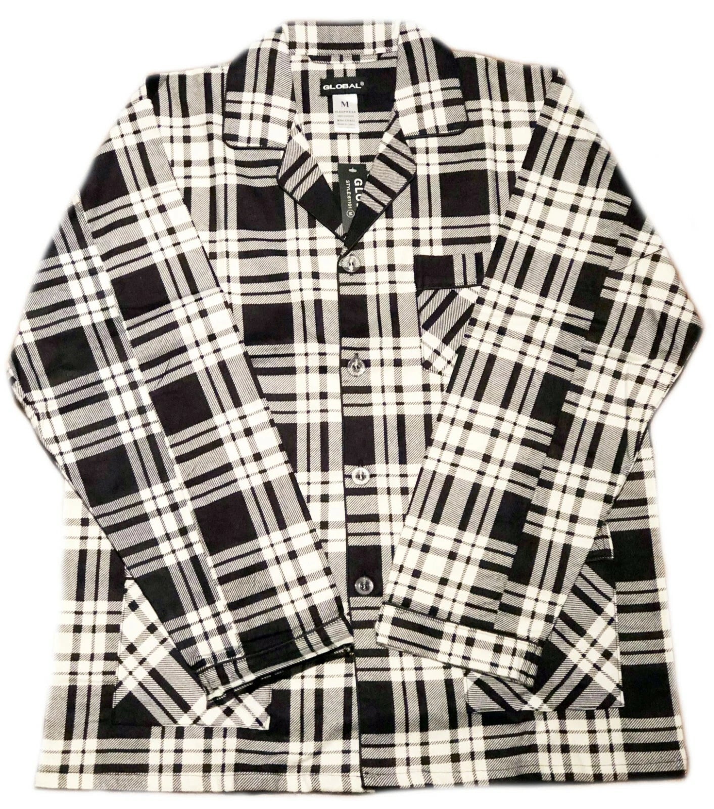 Men's Long Sleeve Pajama Lounge Set Comfortable PJ's Soft Fleece Plaid Sleepwear