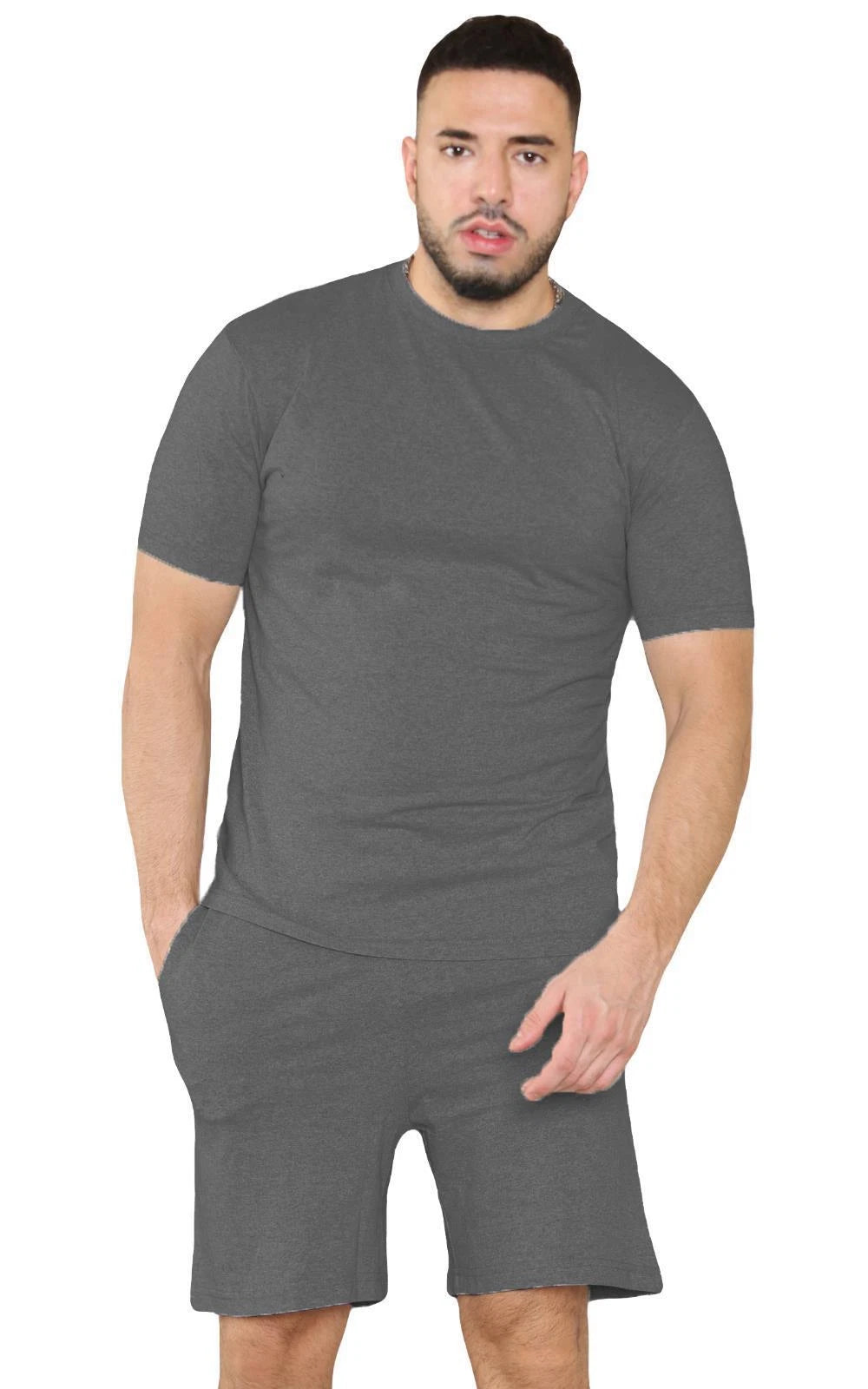 2 Pack Mens Pyjamas T Shirt Shorts Set Nightwear Loungewear Short Sleeve Pjs
