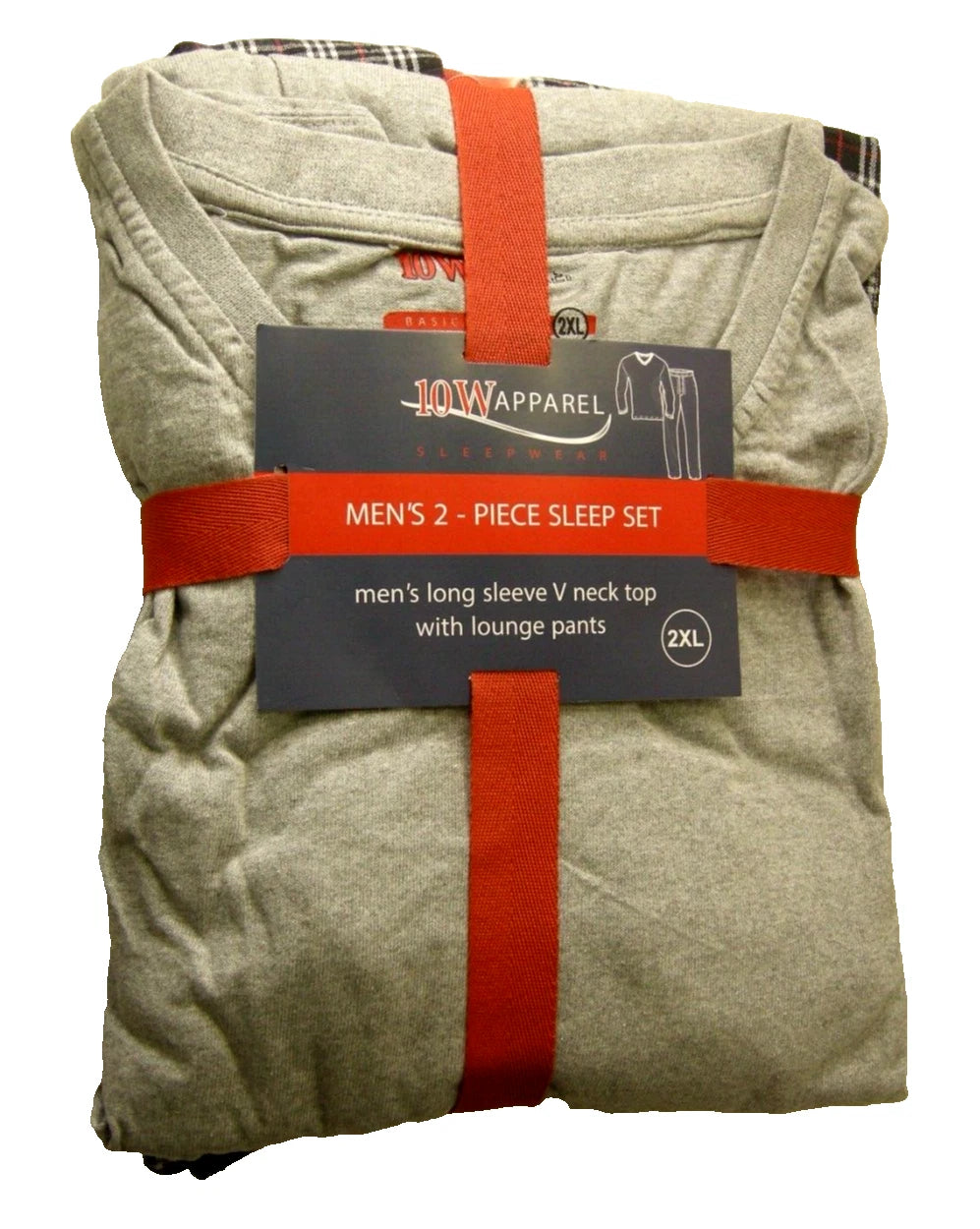 Men's 2 Piece Pajama Set By 10W Apparel, Drawstring, Red & Black, 2XL, LS, New