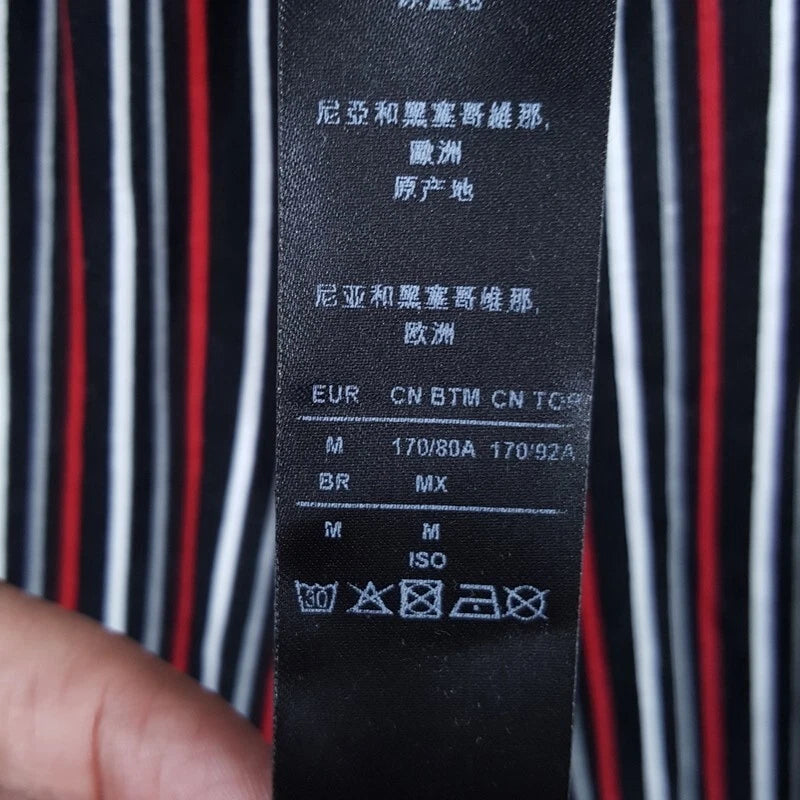 EMPORIO ARMANI Sleepwear Mens Medium Black Stripe Pajama PJs Set Cotton $155
