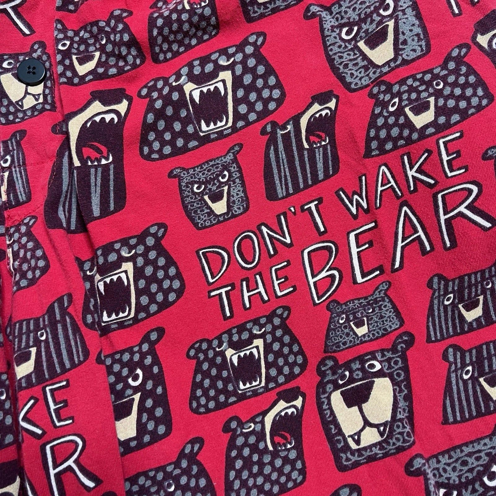 Lazy One Don’t Wake The Bear Mens Pajama Set, Pants and Shirt - Size L