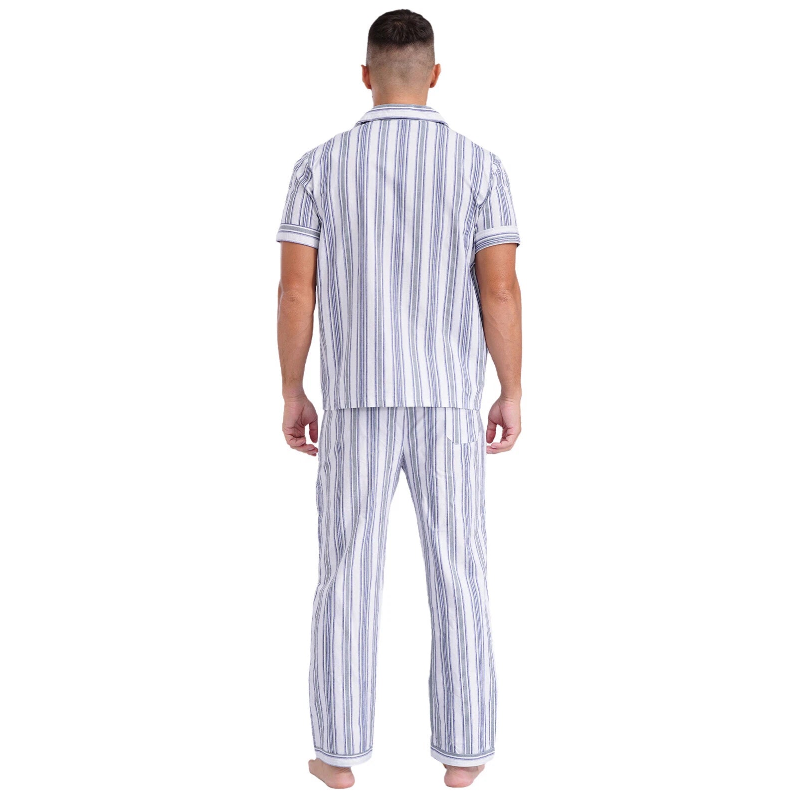 Mens Homewear Sleep Pajama Set Outfit Sleepwear Pockets Nightgown With Pants