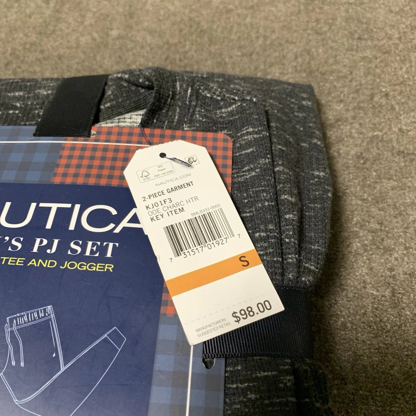 Nautica Men's Pajama Set Sleep T-Shirt Pants Lounge Set Charcoal Heather S