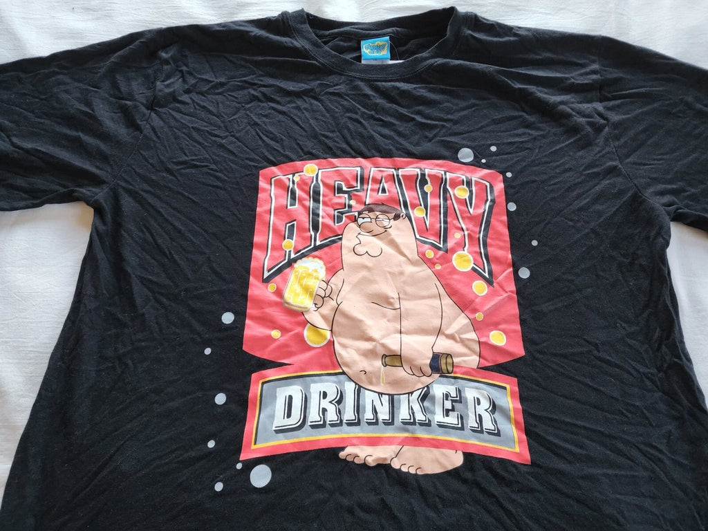 Family Guy Mens Peter Griffin Black Grey Printed 2 Piece Pyjama Set Size M New
