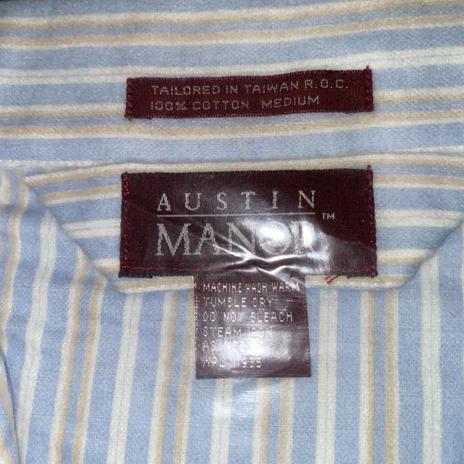 NIB AUSTIN MANOR Mens Blue/brown Striped Cotton Pajamas Long Sleeve & Leg Mens M