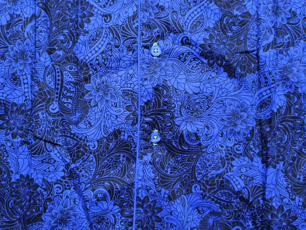Robert Graham Men's Pajama 2-Piece Set Blue Black Floral Paisley Size Large NWT