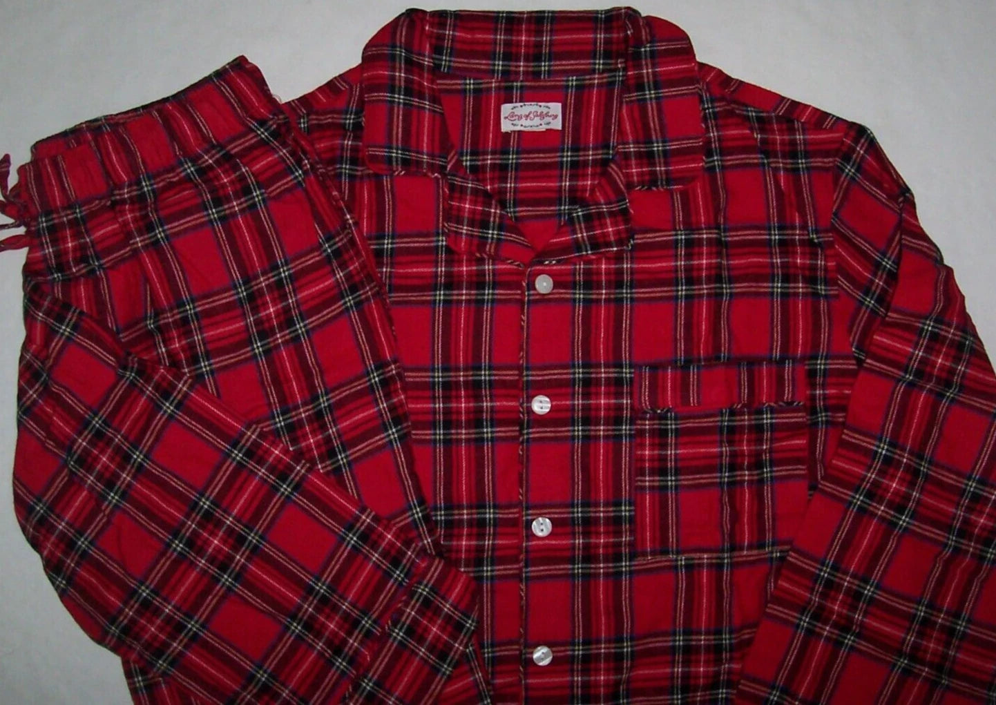NWT Lanz of Salzburg RED TARTAN PLAID 100% Cotton FLANNEL Pajama Set Men's L