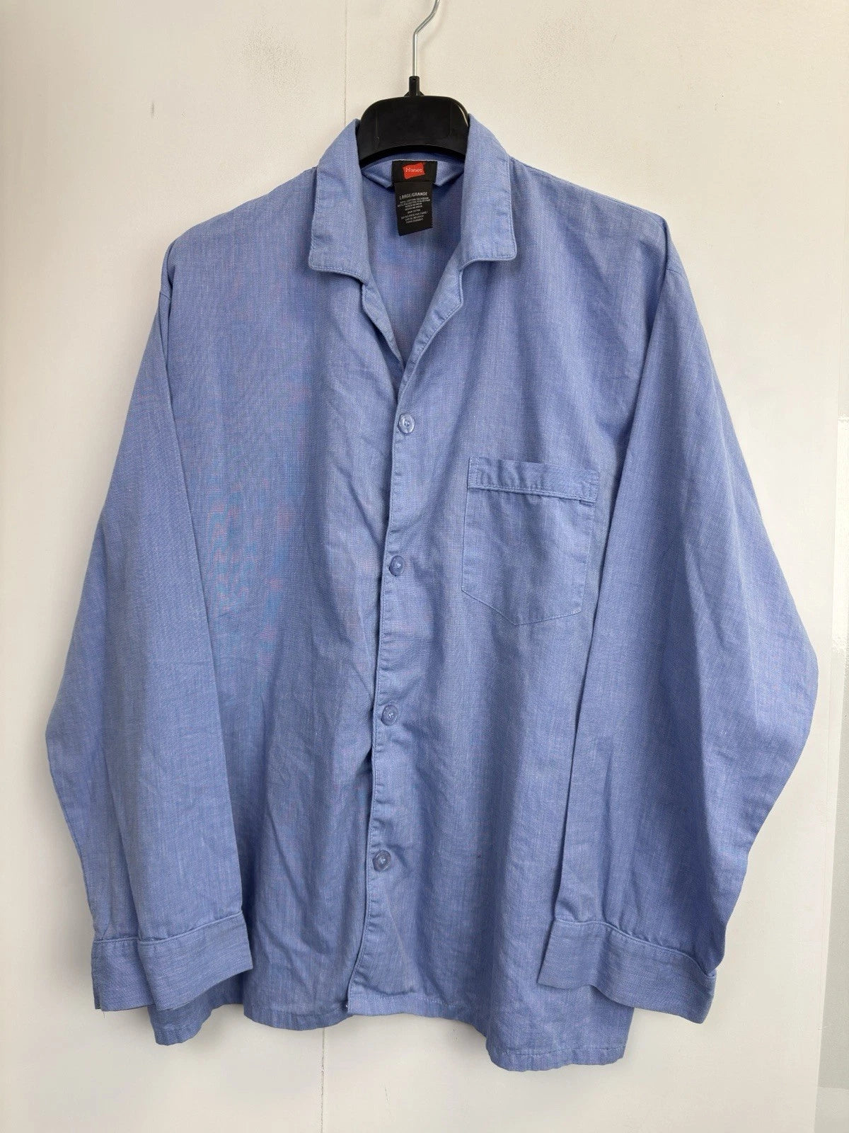 Hanes Ultimate Sleepwear Men's Size L 2-Piece Pajama Set Blue Button Front