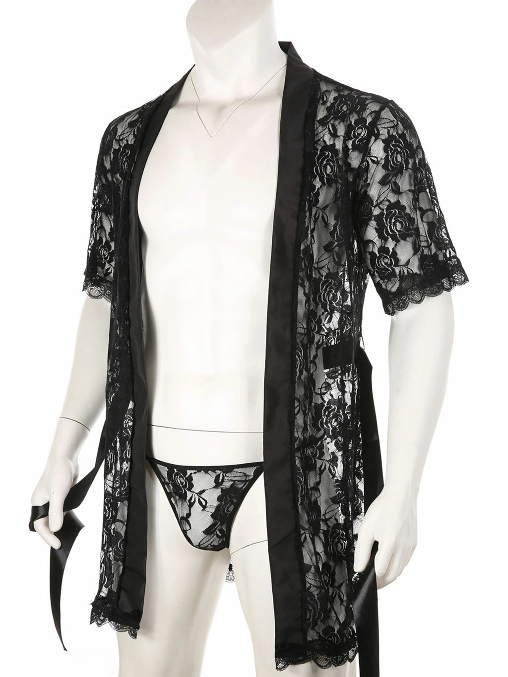 Men's Silk Satin Pajamas Hooded Bathrobe with Belted Set Bath Robe Sleepwear