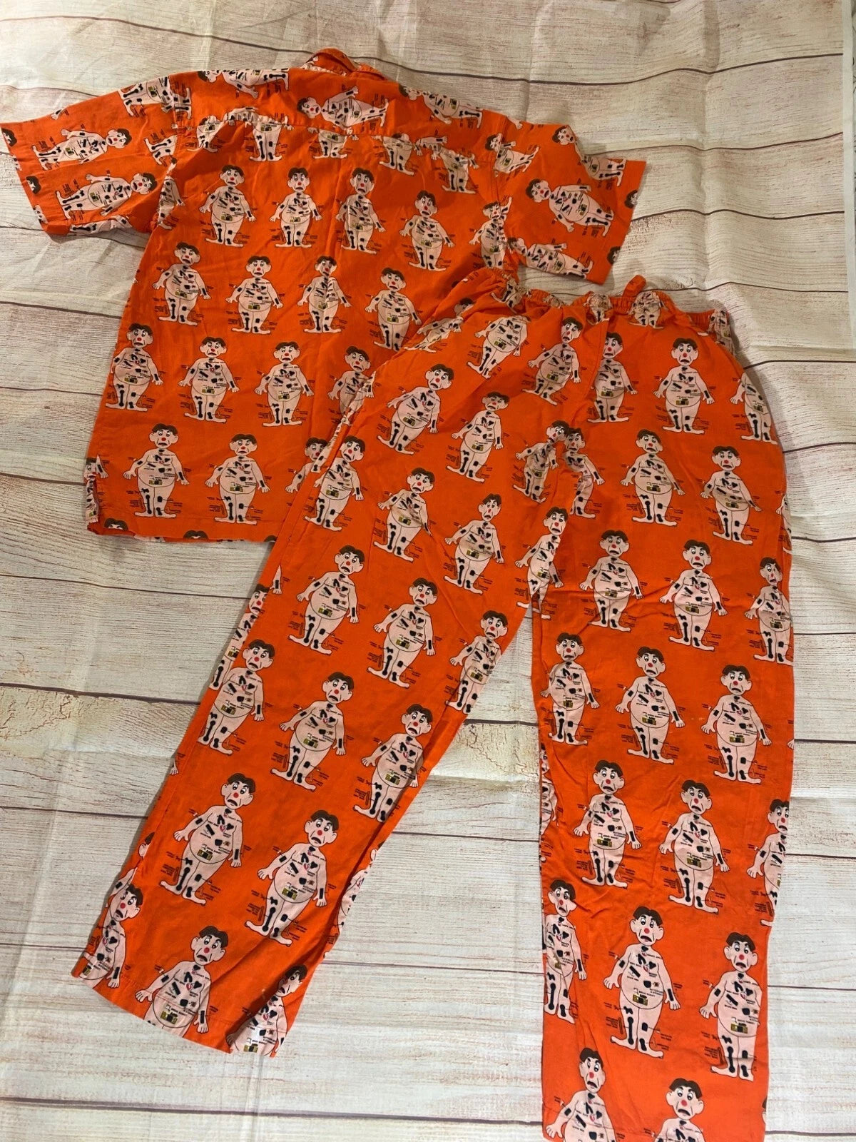 Vintage Hasbro Men's 2001 Orange Operation Pajama Set Y2K - Large