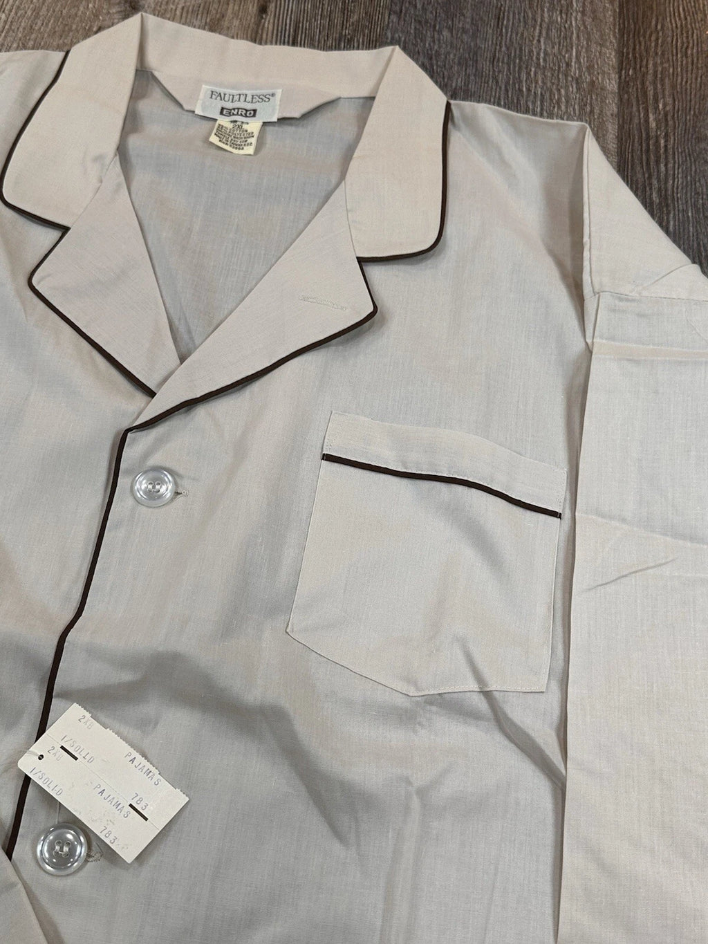 NWT Vintage Faultless ENRO Mr Big Men's 2XL Top Bottoms Pajama Set Biege