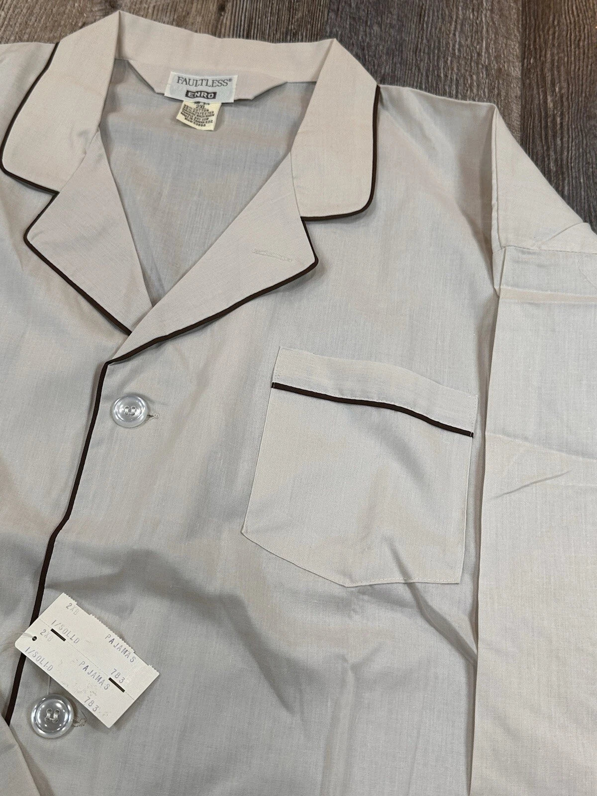 NWT Vintage Faultless ENRO Mr Big Men's 2XL Top Bottoms Pajama Set Biege