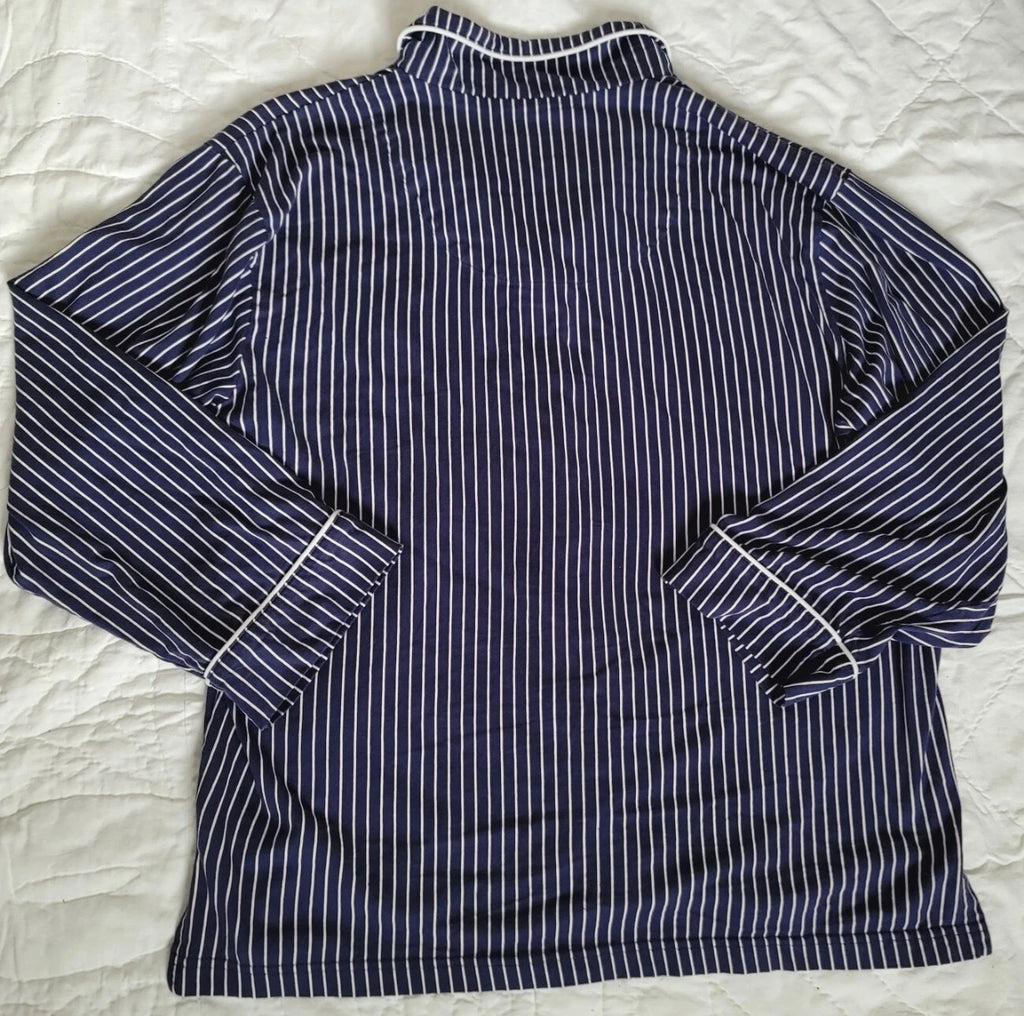 Pajamagram Pajamas Mens XL Blue Striped Sneezy Sleep Set Stretch Cotton New