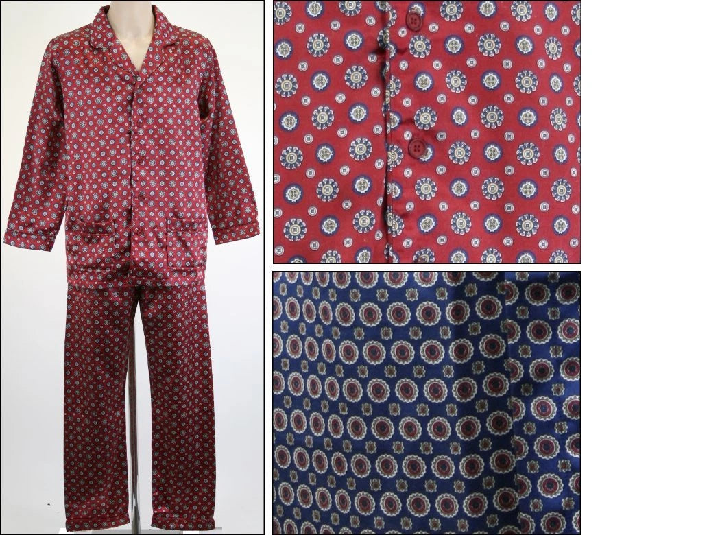 Men's Luxury Silky Satin Printed Pyjama Sets  Kimono Gown Size M up to 2XL Gift