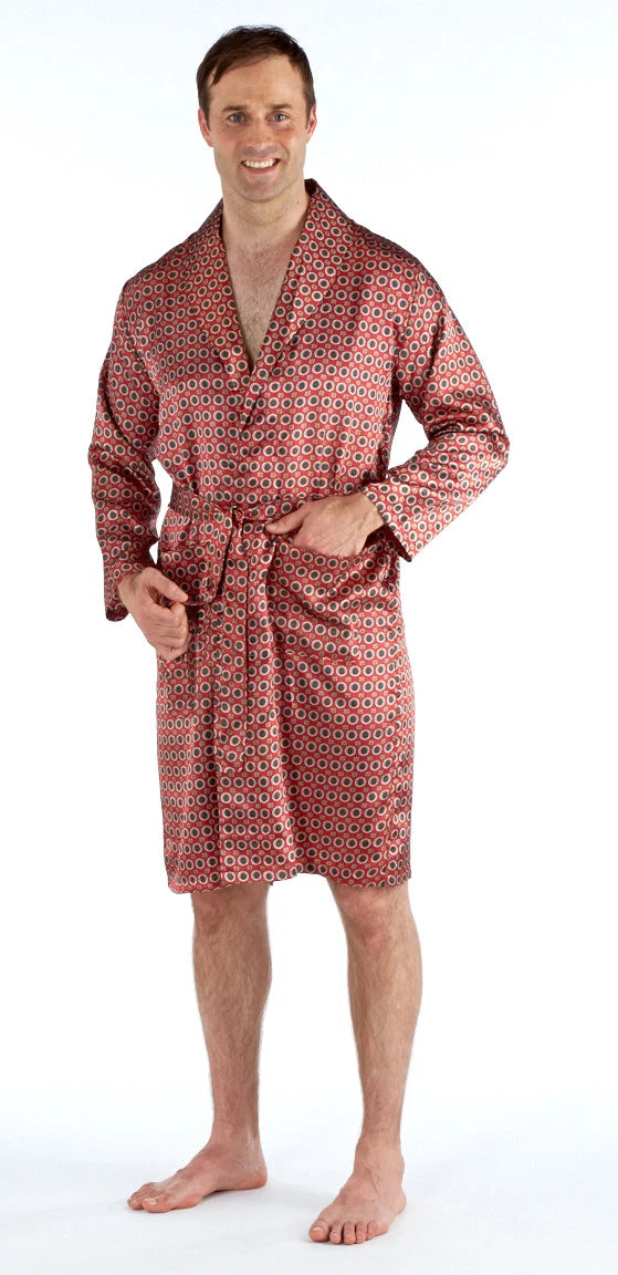 Men's Luxury Silky Satin Printed Pyjama Sets  Kimono Gown Size M up to 2XL Gift