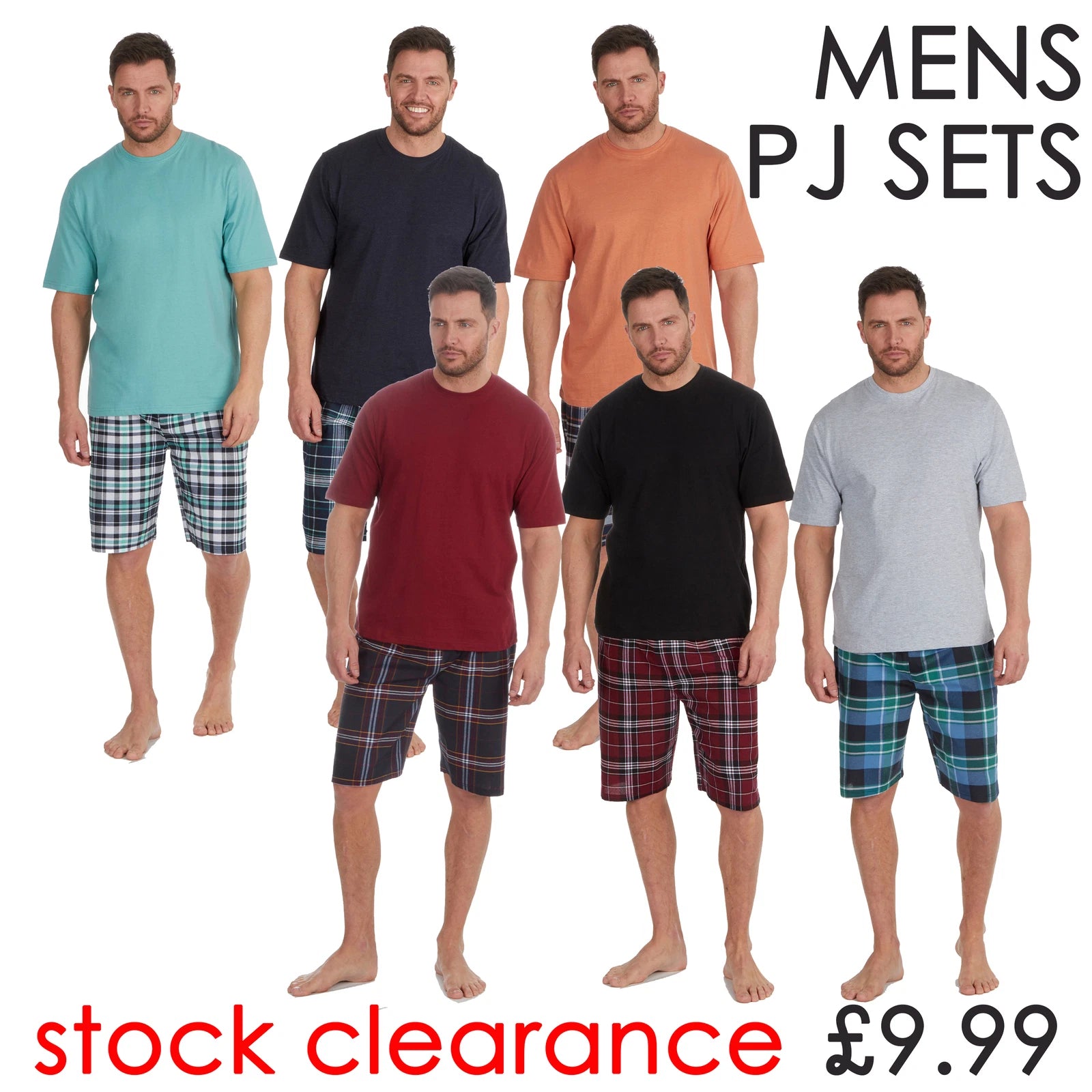 Mens Shorty Pyjamas T-Shirt and Shorts Pyjama Set Summer Medium Large XL XXL UK