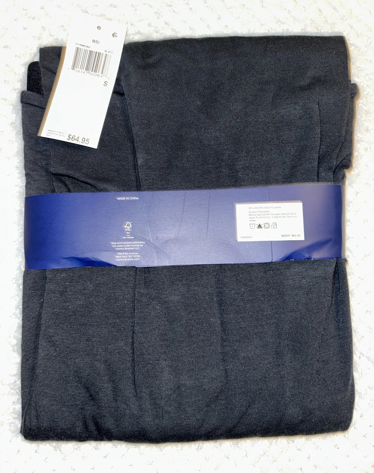 GAP Men's 2-Pc. Heathered Henley Shirt & Shorts Pajama Set. Small. Black. New